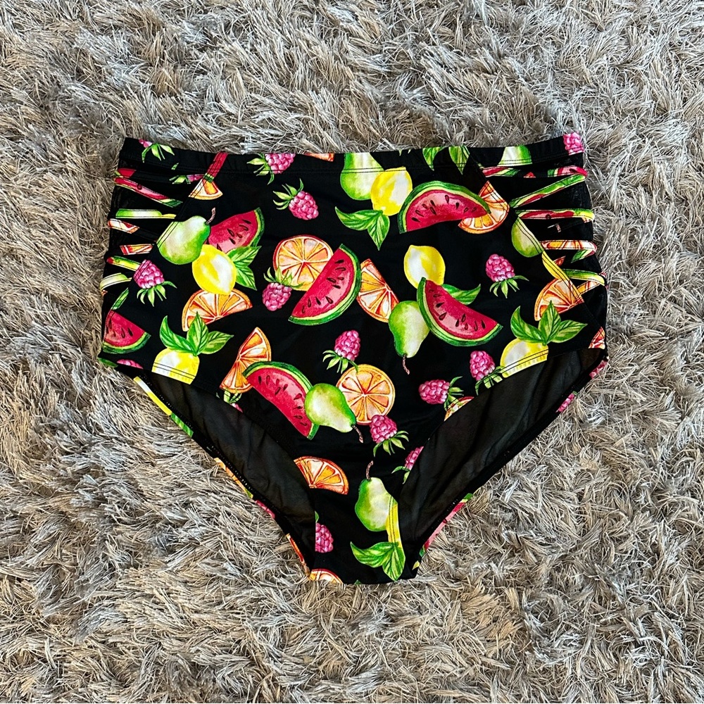 Black Multi-Fruit Bathing Suit Bottom - Torrid